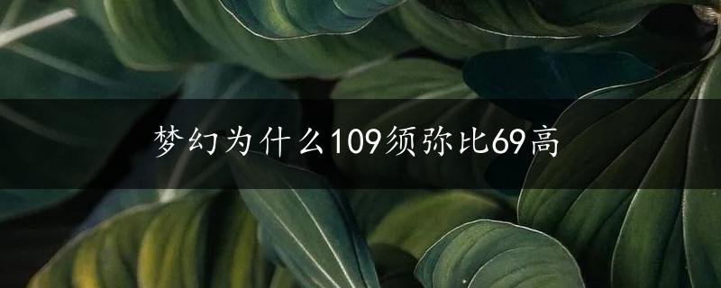 梦幻为什么109须弥比69高