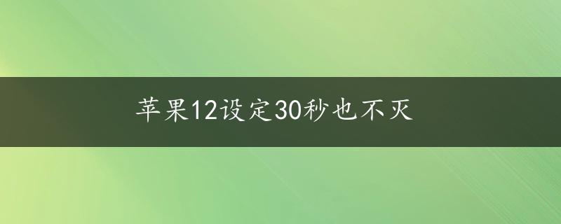 苹果12设定30秒也不灭