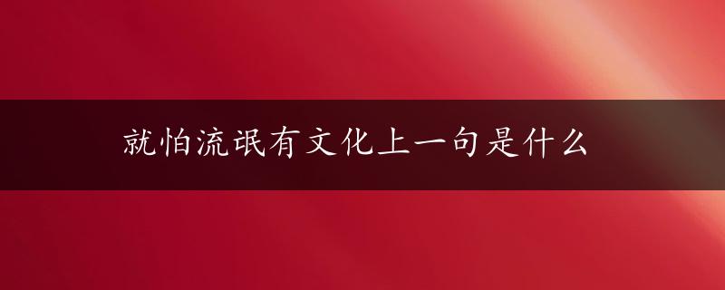 就怕流氓有文化上一句是什么