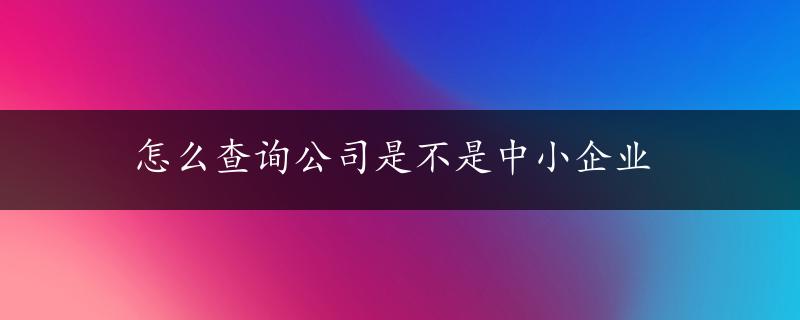 怎么查询公司是不是中小企业