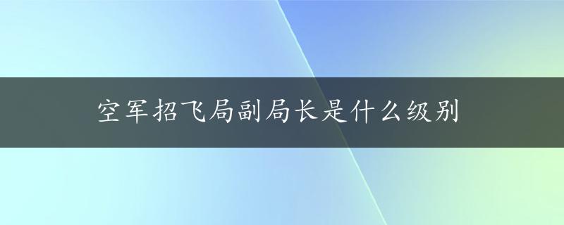 空军招飞局副局长是什么级别