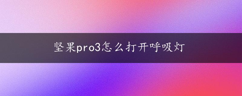 坚果pro3怎么打开呼吸灯