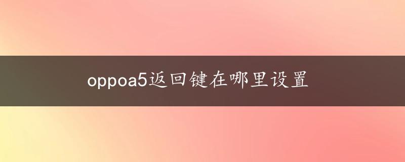 oppoa5返回键在哪里设置