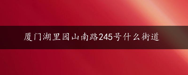 厦门湖里园山南路245号什么街道