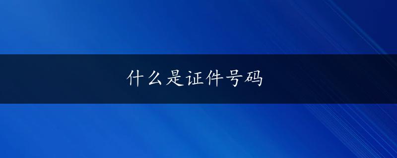 什么是证件号码