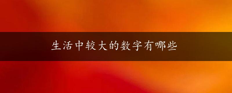 生活中较大的数字有哪些