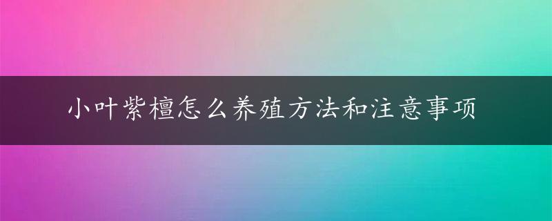 小叶紫檀怎么养殖方法和注意事项