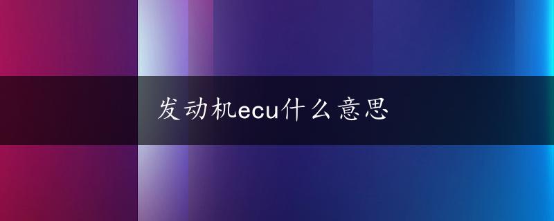 发动机ecu什么意思