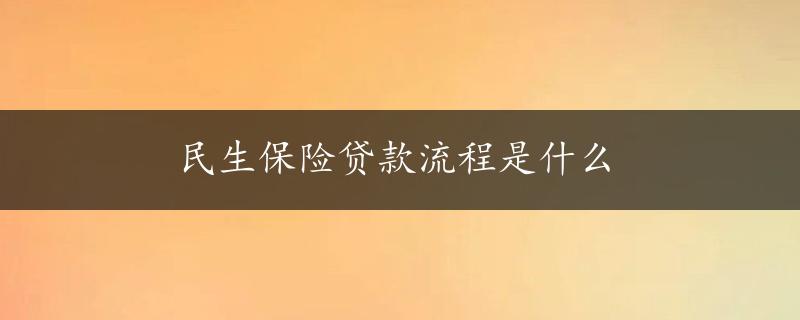 民生保险贷款流程是什么