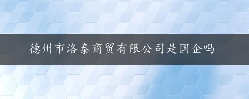 德州市洛泰商贸有限公司是国企吗