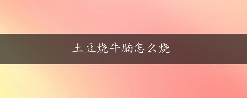 土豆烧牛腩怎么烧