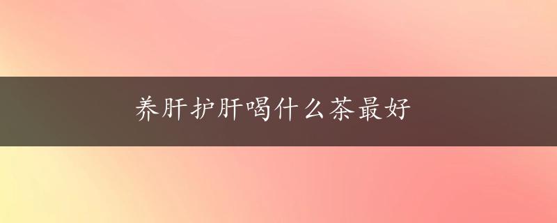 养肝护肝喝什么茶最好