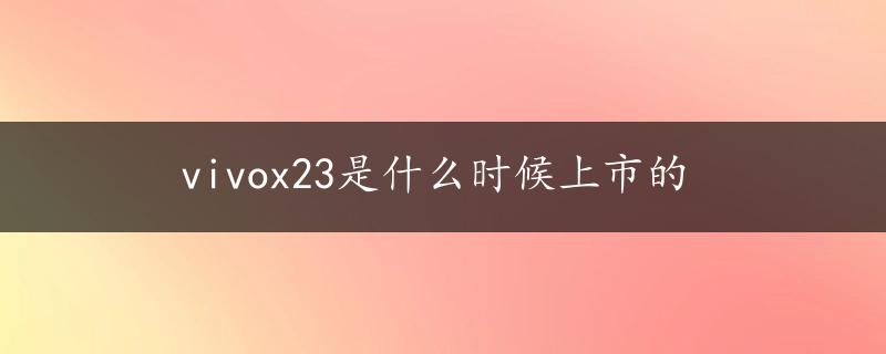 vivox23是什么时候上市的