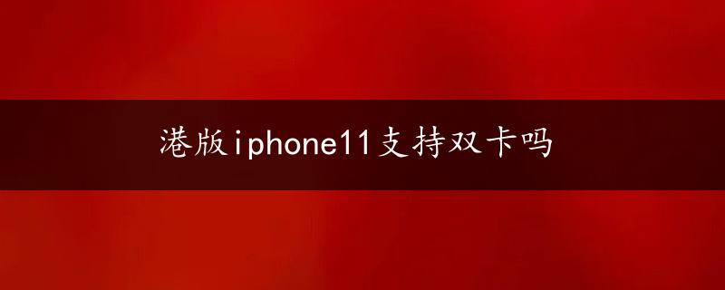 港版iphone11支持双卡吗