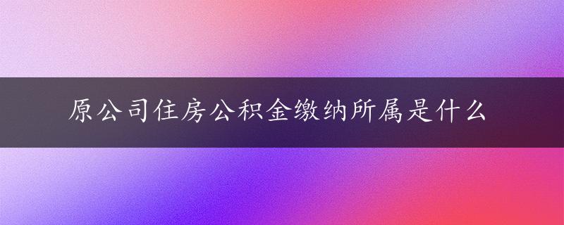 原公司住房公积金缴纳所属是什么