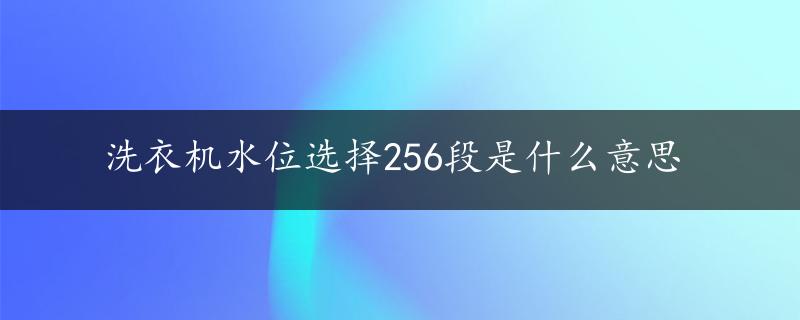 洗衣机水位选择256段是什么意思