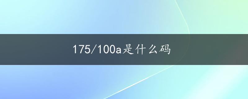 175/100a是什么码