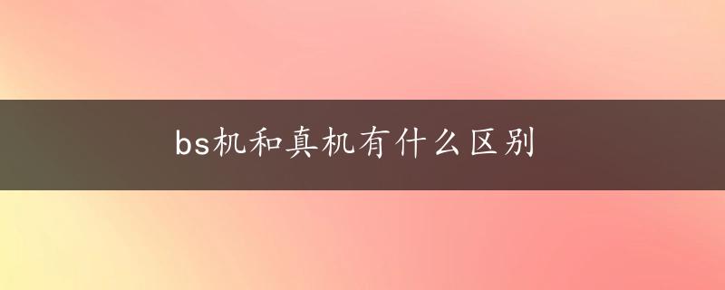 bs机和真机有什么区别