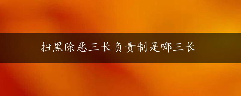 扫黑除恶三长负责制是哪三长