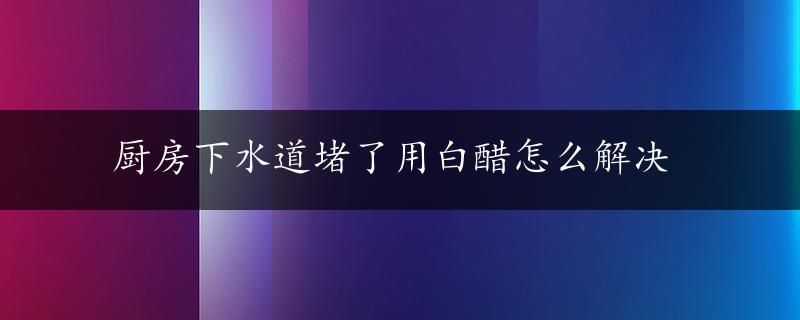 厨房下水道堵了用白醋怎么解决