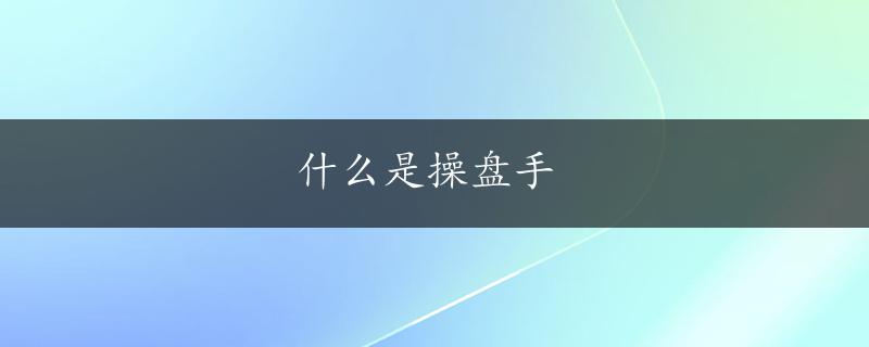 什么是操盘手