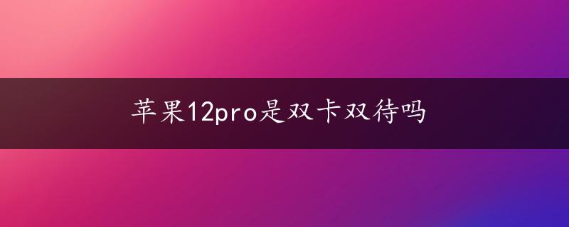 苹果12pro是双卡双待吗