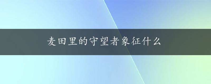 麦田里的守望者象征什么