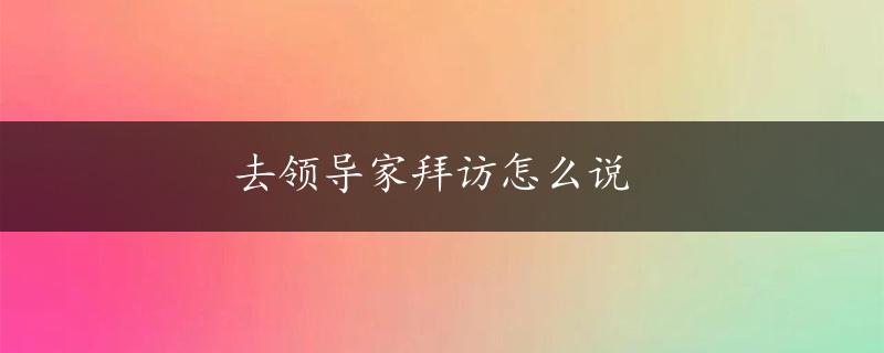 去领导家拜访怎么说