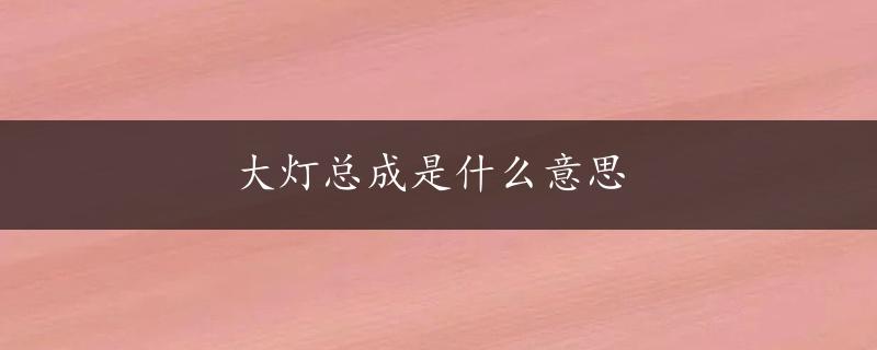 大灯总成是什么意思