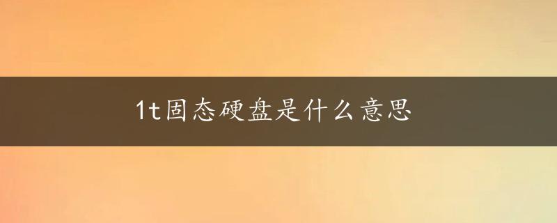 1t固态硬盘是什么意思