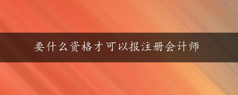 要什么资格才可以报注册会计师