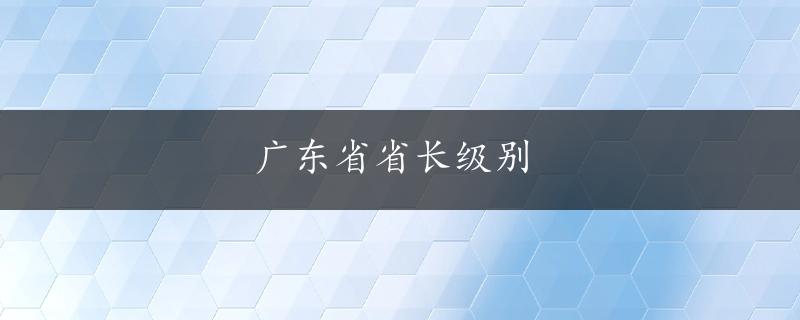 广东省省长级别