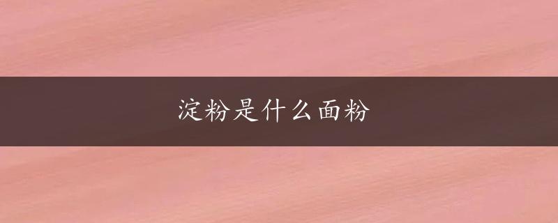 淀粉是什么面粉