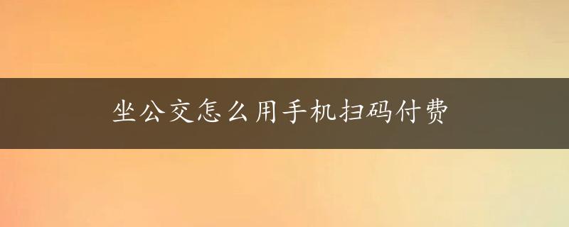 坐公交怎么用手机扫码付费