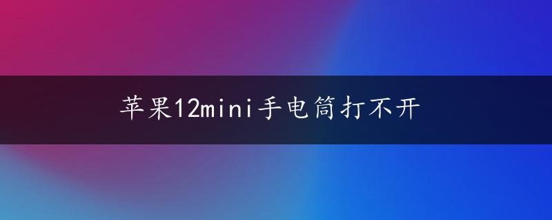 苹果12mini手电筒打不开