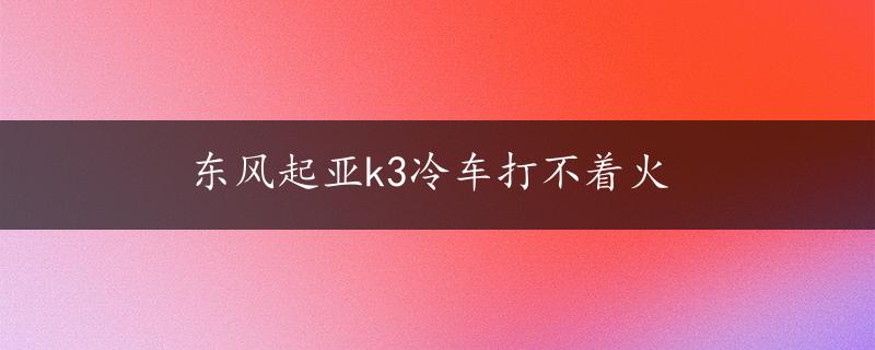 东风起亚k3冷车打不着火