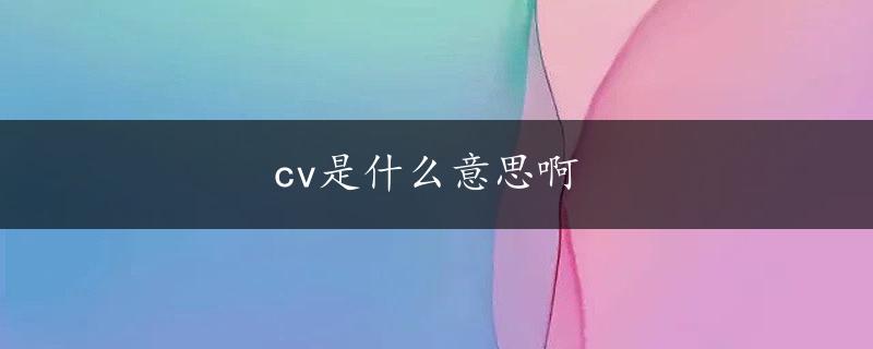 cv是什么意思啊