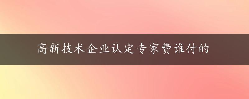 高新技术企业认定专家费谁付的