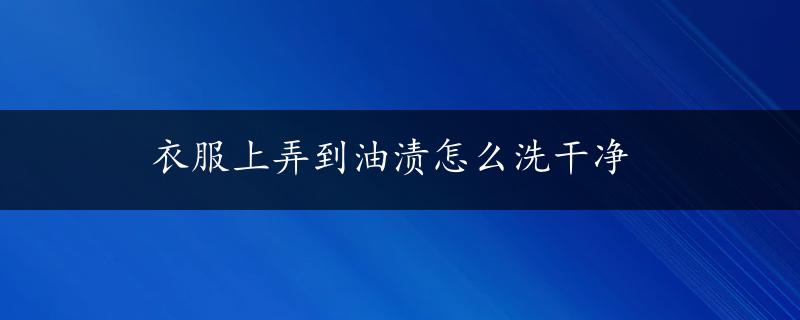 衣服上弄到油渍怎么洗干净