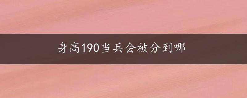 身高190当兵会被分到哪