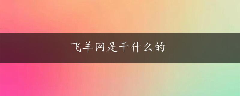 飞羊网是干什么的