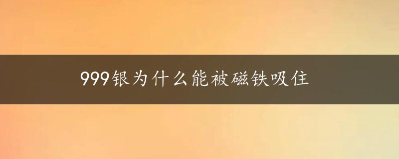 999银为什么能被磁铁吸住