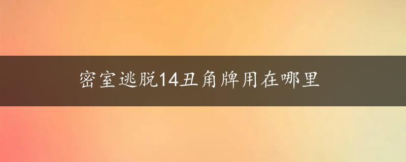 密室逃脱14丑角牌用在哪里