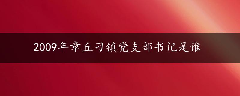 2009年章丘刁镇党支部书记是谁