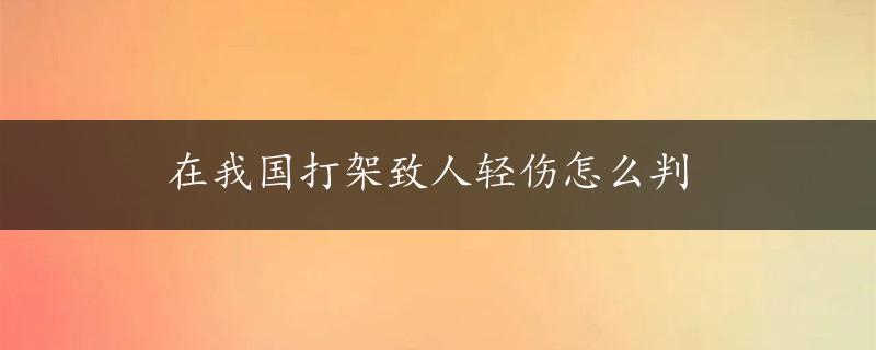 在我国打架致人轻伤怎么判