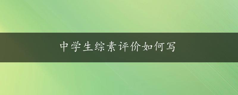 中学生综素评价如何写