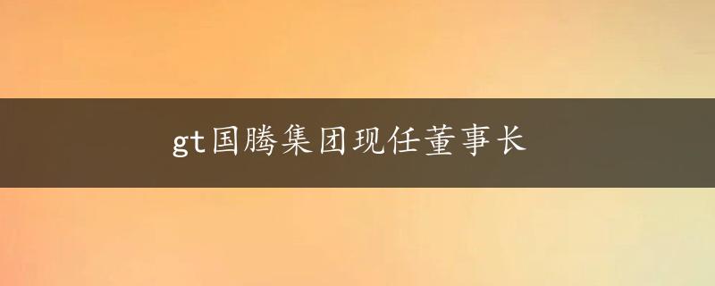 gt国腾集团现任董事长