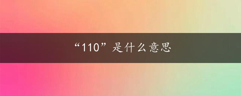 “110”是什么意思