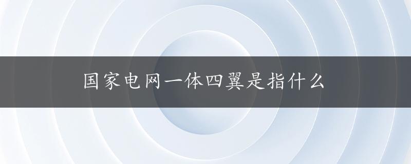 国家电网一体四翼是指什么