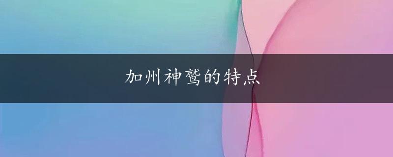 加州神鹫的特点